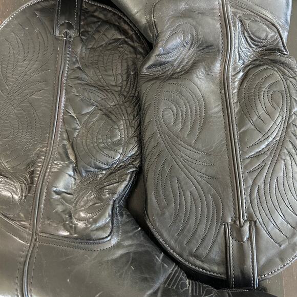 Code West Cowgirl Boots Black SZ7M Leather Western Classic Point Toe - Picture 16 of 16